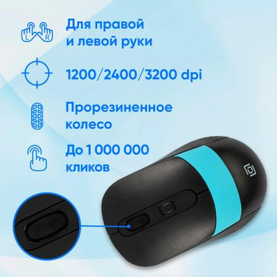 Мышь Oklick 310MW, оптическая, беспроводная, USB, черный и синий [1869090]