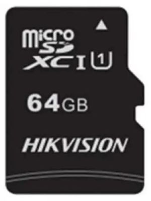 Карта памяти microSDXC UHS-I U1 Hikvision 64 ГБ, 92 МБ/с, Class 10, HS-TF-C1(STD)/64G/Adapter, 1 шт., переходник SD