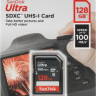 Карта памяти SDXC UHS-I Sandisk Ultra 128 ГБ, 100 МБ/с, Class 10, SDSDUNR-128G-GN3IN, 1 шт.