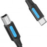 Кабель VENTION CQUBG, USB Type-C (m) (прямой) - USB 2.0 B (m) (прямой), круглое, 1.5м, пакет, черный