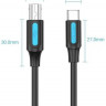Кабель VENTION CQUBG, USB Type-C (m) (прямой) - USB 2.0 B (m) (прямой), круглое, 1.5м, пакет, черный