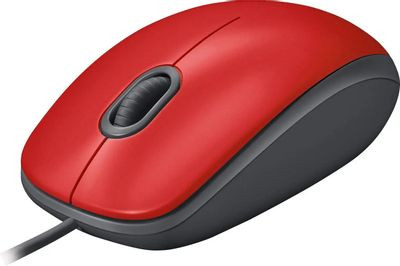 Мышь Logitech M110 Silent, оптическая, проводная, USB, красный и черный [910-005501 ]