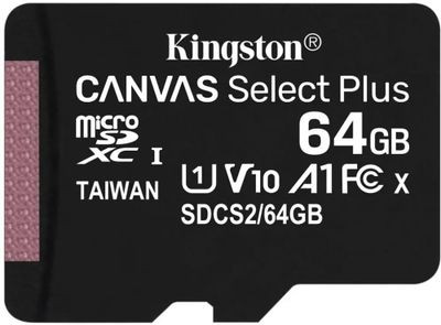 Карта памяти microSDXC UHS-I Kingston Canvas Select Plus 64 ГБ, 100X, Class 10, SDCS2/64GBSP, 1 шт., без адаптера