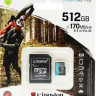 Карта памяти microSDXC UHS-I U3 Kingston Canvas Go! Plus 512 ГБ, 170 МБ/с, Class 10, SDCG3/512GB, 1 шт., переходник SD