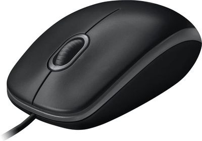 Мышь Logitech B100, оптическая, проводная, USB, черный [910-006605]