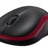Мышь Logitech M186, оптическая, беспроводная, USB, черный и красный [910-004133]