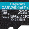 Карта памяти microSDXC UHS-I U3 Kingston Canvas Go! Plus 256 ГБ, 170 МБ/с, Class 10, SDCG3/256GBSP, 1 шт., без адаптера