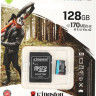 Карта памяти microSDXC UHS-I U3 Kingston Canvas Go! Plus 128 ГБ, 170 МБ/с, Class 10, SDCG3/128GB, 1 шт., переходник SD