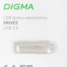 Флешка USB Digma DRIVE3 64ГБ, USB3.0, серебристый [dgfum064a30sr]