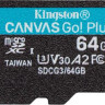 Карта памяти microSDXC UHS-I U3 Kingston Canvas Go! Plus 64 ГБ, 170 МБ/с, Class 10, SDCG3/64GBSP, 1 шт., без адаптера