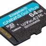 Карта памяти microSDXC UHS-I U3 Kingston Canvas Go! Plus 64 ГБ, 170 МБ/с, Class 10, SDCG3/64GBSP, 1 шт., без адаптера