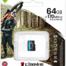 Карта памяти microSDXC UHS-I U3 Kingston Canvas Go! Plus 64 ГБ, 170 МБ/с, Class 10, SDCG3/64GBSP, 1 шт., без адаптера