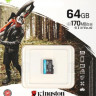Карта памяти microSDXC UHS-I U3 Kingston Canvas Go! Plus 64 ГБ, 170 МБ/с, Class 10, SDCG3/64GBSP, 1 шт., без адаптера