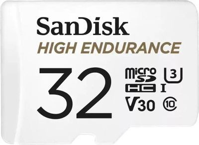 Карта памяти microSDHC UHS-I U3 Sandisk High Endurance 32 ГБ, 100 МБ/с, Class 10, SDSQQNR-032G-GN6IA, 1 шт., переходник SD