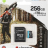 Карта памяти microSDXC UHS-I U3 Kingston Canvas Go! Plus 256 ГБ, 170 МБ/с, Class 10, SDCG3/256GB, 1 шт., переходник SD