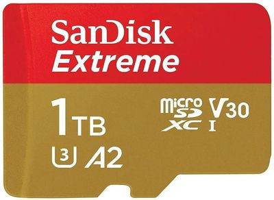 Карта памяти microSDXC UHS-I Sandisk Extreme 1024 ГБ, 190 МБ/с, Class 10, SDSQXAV-1T00-GN6MN, 1 шт., переходник SD