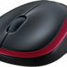 Мышь Logitech M185, оптическая, беспроводная, USB, черный и красный [910-002633]