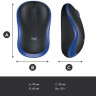 Мышь Logitech M185, оптическая, беспроводная, USB, черный и синий [910-002632]