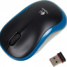 Мышь Logitech M185, оптическая, беспроводная, USB, черный и синий [910-002632]