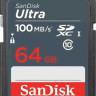 Карта памяти SDXC UHS-I Sandisk Ultra 64 ГБ, 100 МБ/с, Class 10, SDSDUNR-064G-GN3IN, 1 шт.
