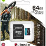 Карта памяти microSDXC UHS-I U3 Kingston Canvas Go! Plus 64 ГБ, 170 МБ/с, Class 10, SDCG3/64GB, 1 шт., переходник SD