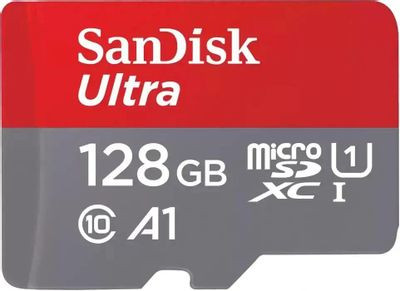 Карта памяти microSDXC UHS-I Sandisk Ultra 128 ГБ, 140 МБ/с, Class 10, SDSQUAB-128G-GN6MN, 1 шт., без адаптера