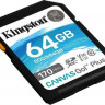 Карта памяти SDXC UHS-I U3 Kingston Canvas Go! Plus 64 ГБ, 170 МБ/с, Class 10, SDG3/64GB, 1 шт., без адаптера