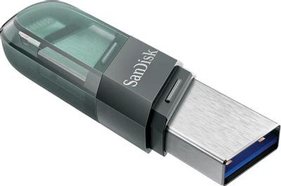 Флешка USB Sandisk iXpand SDIX90N-064G-GN6NK 64ГБ, USB3.1, зеленый и серебристый